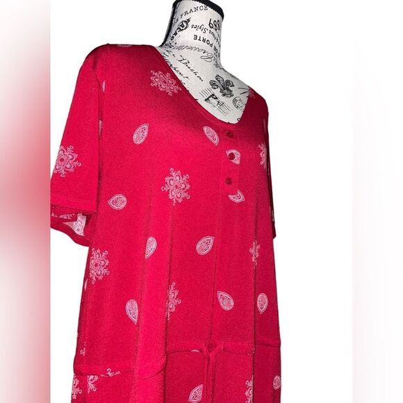 LuLaRoe Womens Large Xanthe Romper Red Bell Sleeves & V-Neck Casual Elegant - Picture 4 of 16